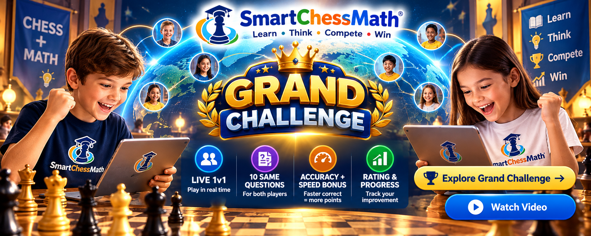 SmartChessMath Grand Challenge. Learn, think, compete, and win.